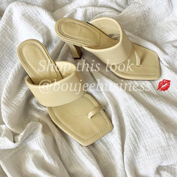 ZARA Leather Sandals with Front Strap and Toe Loop US Size 7.5 - Picture 9 of 12